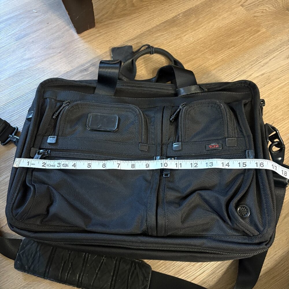 Tumi Alpha Briefcase Ballistic Laptop Bag Black Nylon Expandable 26141DH - Picture 10 of 11